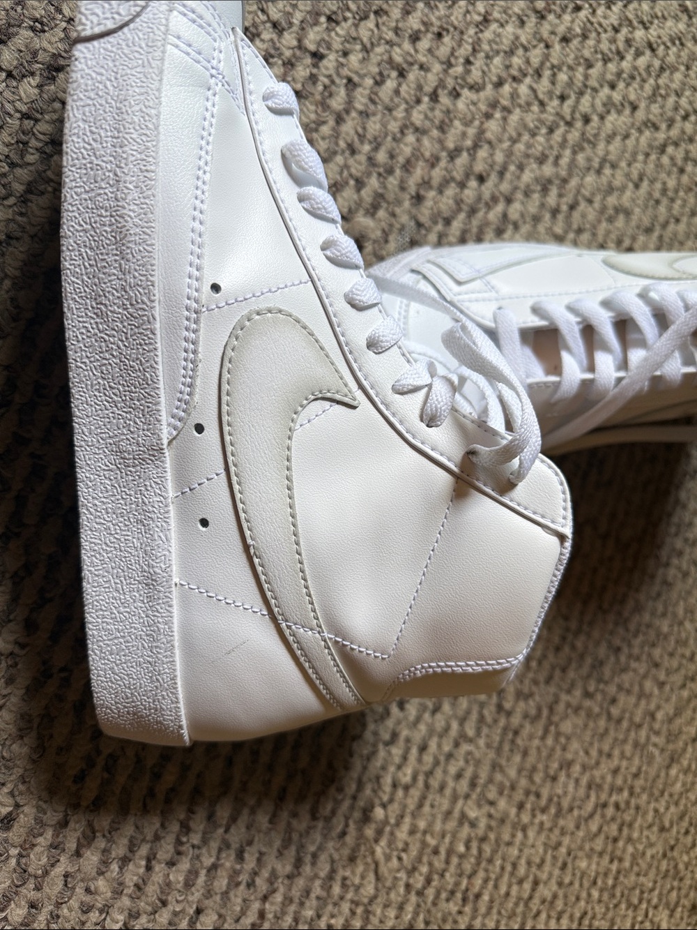 Nike White and Yellow High-Top Basketball Sneakers